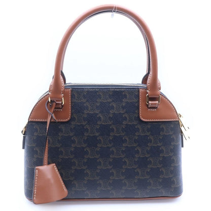 Celine Triomphe Small Bowling 2-Way Shoulder Bag Brown Leather Gold