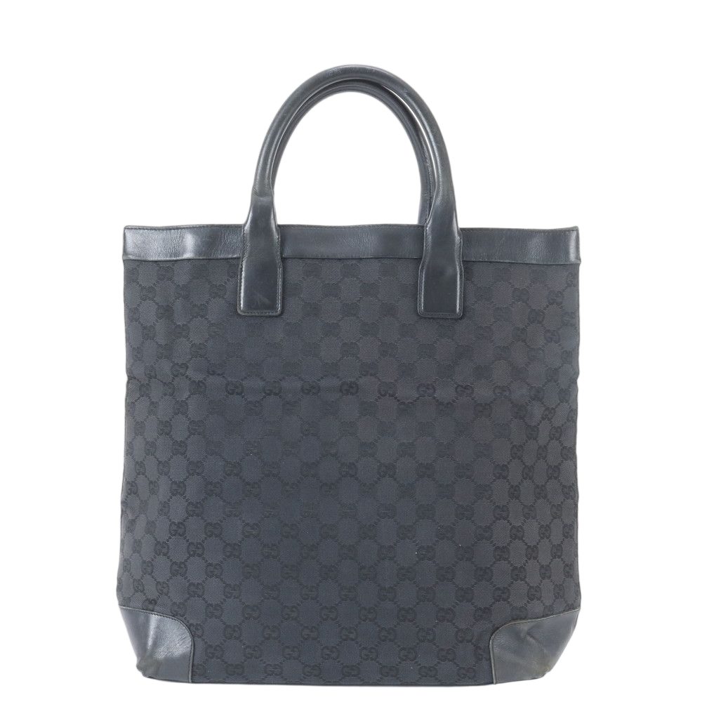 Gucci GG Canvas 002 Leather Tote Shoulder Business Black