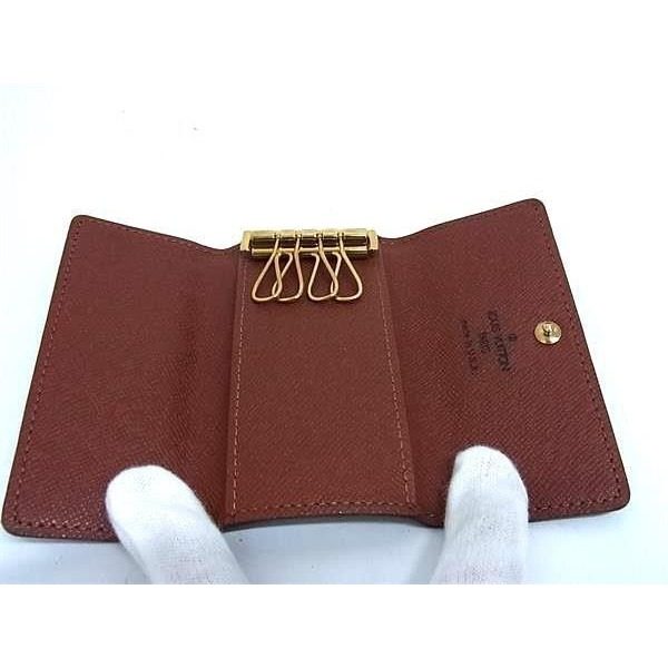 Louis Vuitton Key Case Multicles 4 Brown Monogram 4 Rows Gold Key Holder — view 3