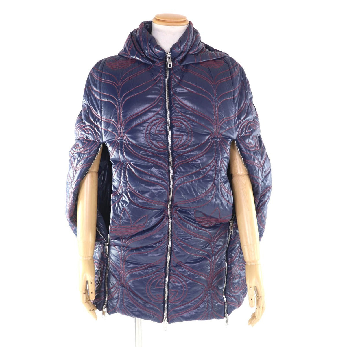 Gucci Adidas Hooded Interlocking Trefoil Logo Zip UP Filling Poncho