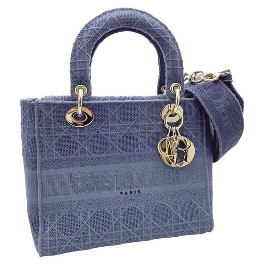 Dior Cannage Lady D-Lite Medium Bag Denim Navy Bu