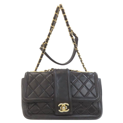 Chanel Chain Shoulder Quilted Gold Bag Lambskin