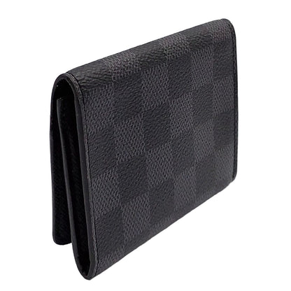 Louis Vuitton Graphic Business Card Case with Initials Leather Black Silver — view 2