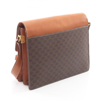 Celine Shoulder Bag Macadam Dark Brown Canvas Leather — view 2
