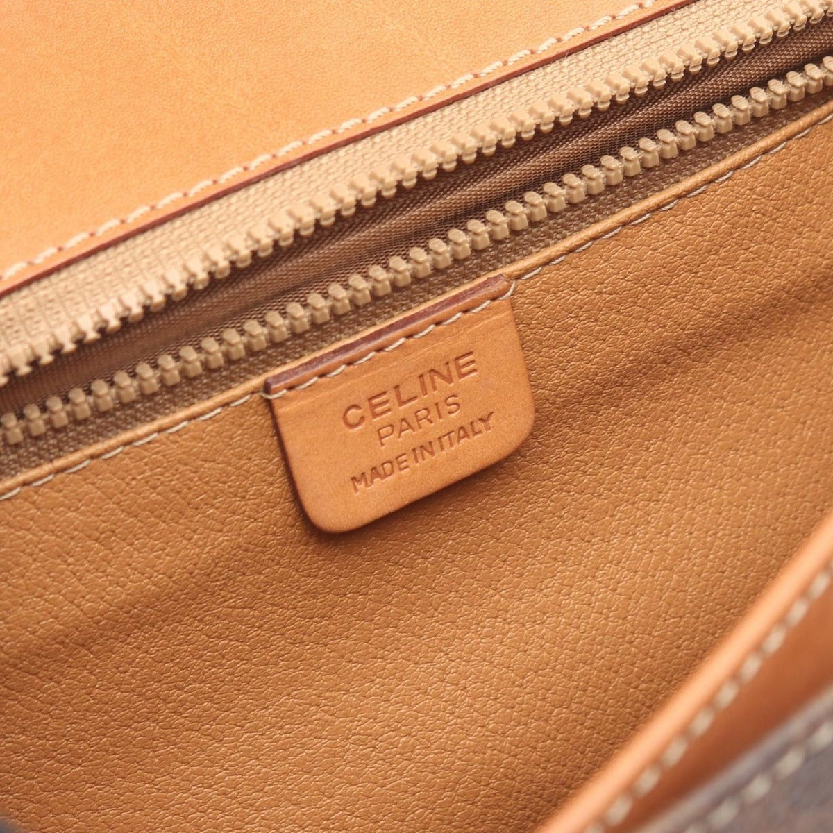 Celine Shoulder Bag Macadam Dark Brown Canvas Leather — view 4