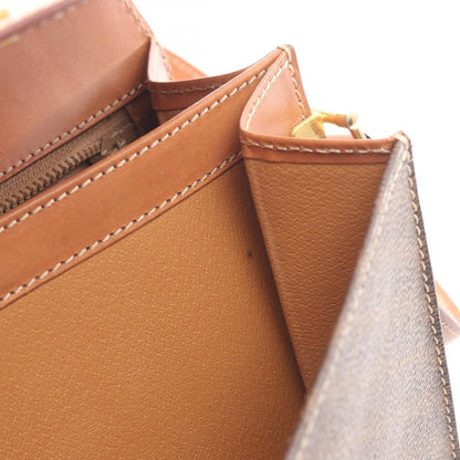 Celine Shoulder Bag Macadam Dark Brown Canvas Leather — view 10