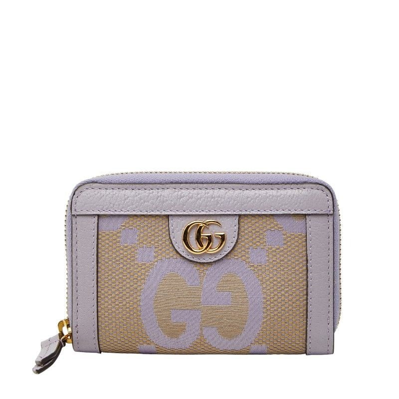 Gucci Jumbo Case Coin Beige Purple Canvas