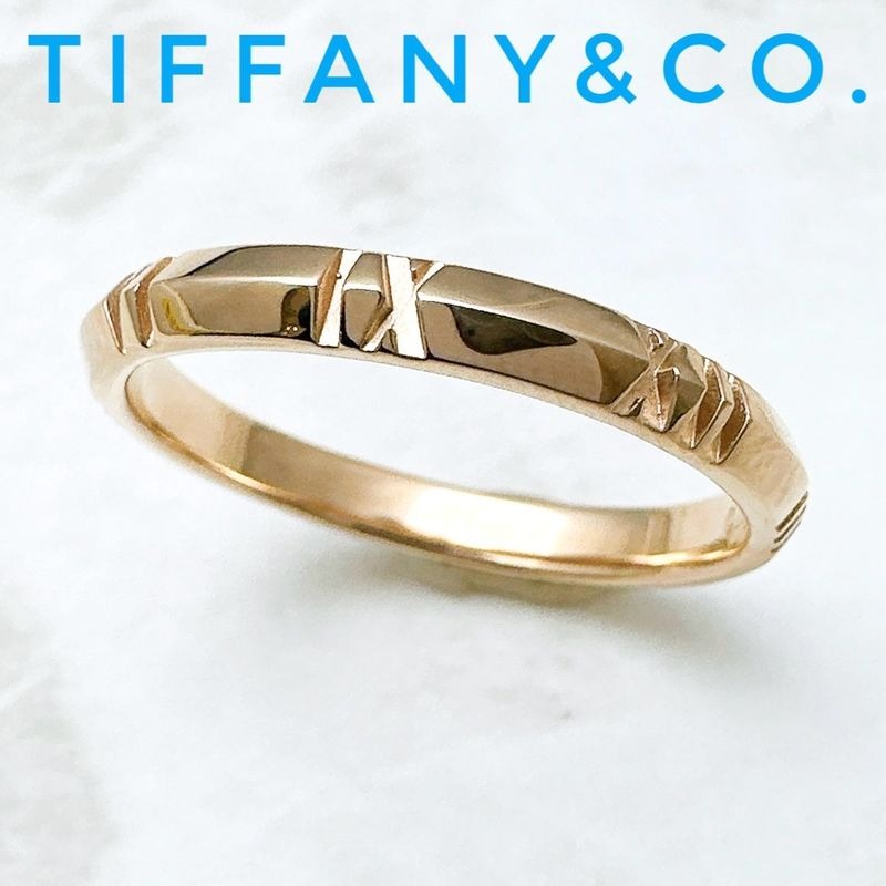 Tiffany & Co Atlas Closed Narrow Pink Gold Ring Size 23
