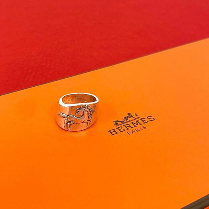 Hermes Cheval Horse Ring Silver 925 No 8 Accessory 11342