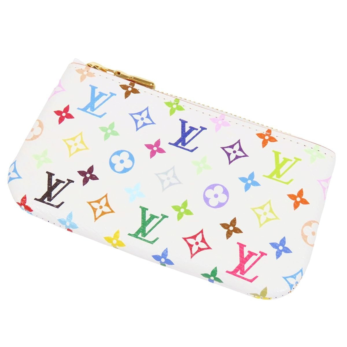 Louis Vuitton LV Takashi Murakami Pochette Cles White Multicolor Monogram Pouch