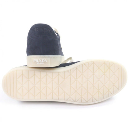 Prada Suede Leather Triangle Logo Plate Trocut Sneakers Navy — view 5