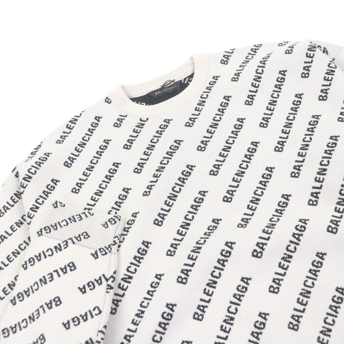 Balenciaga All Over Logo Sweaters All Sweater Knit Ivory XS — view 2