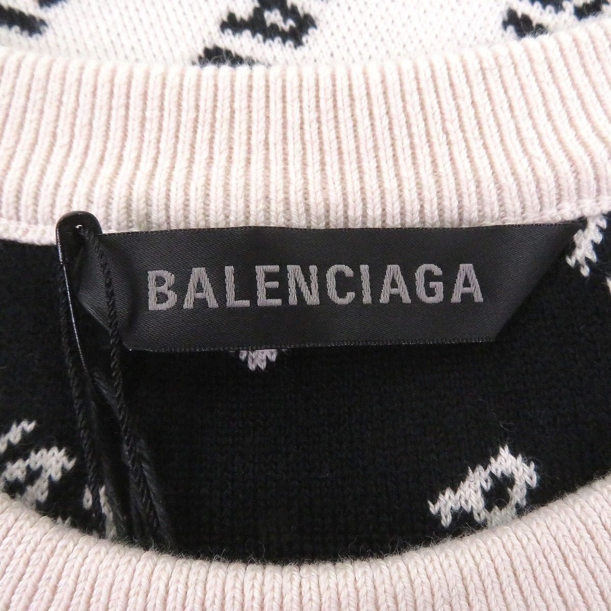 Balenciaga All Over Logo Sweaters All Sweater Knit Ivory XS — view 4