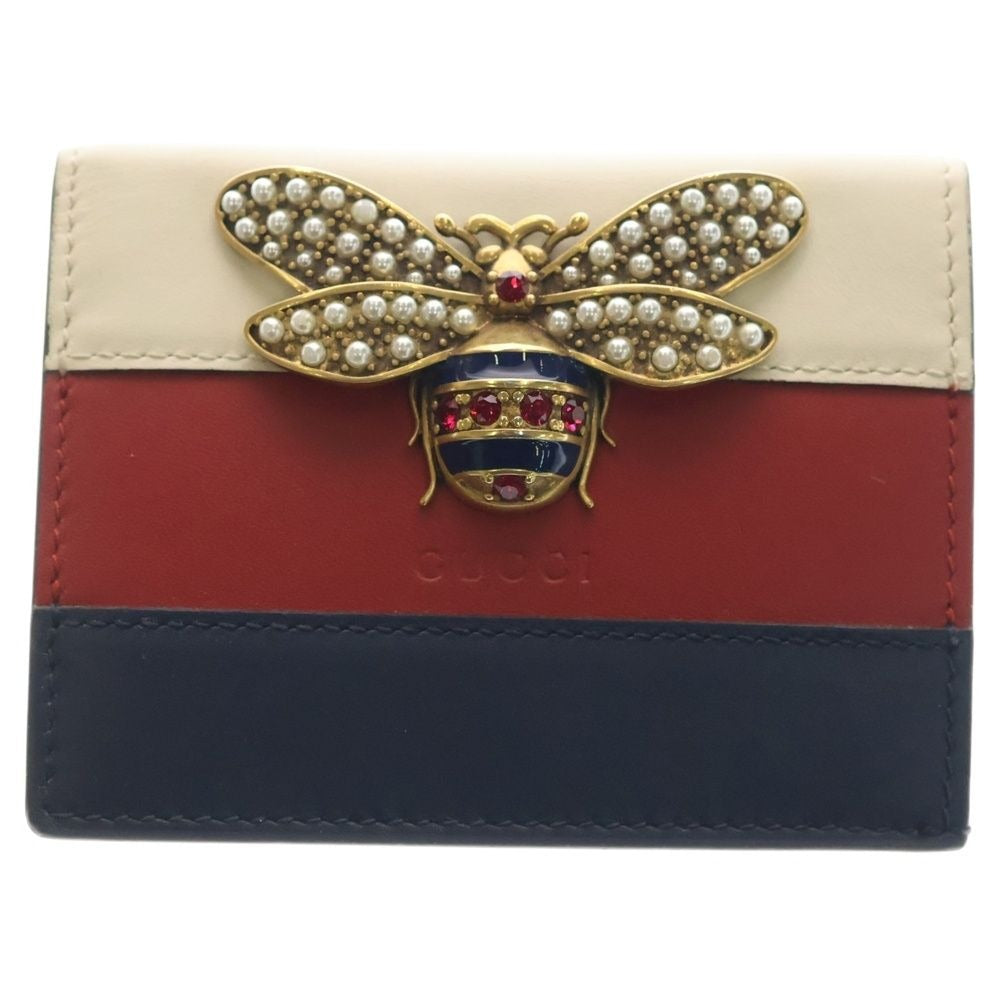Gucci Queen Ma Galette Bifold Wallet Compact Coin Case Multicolor Red