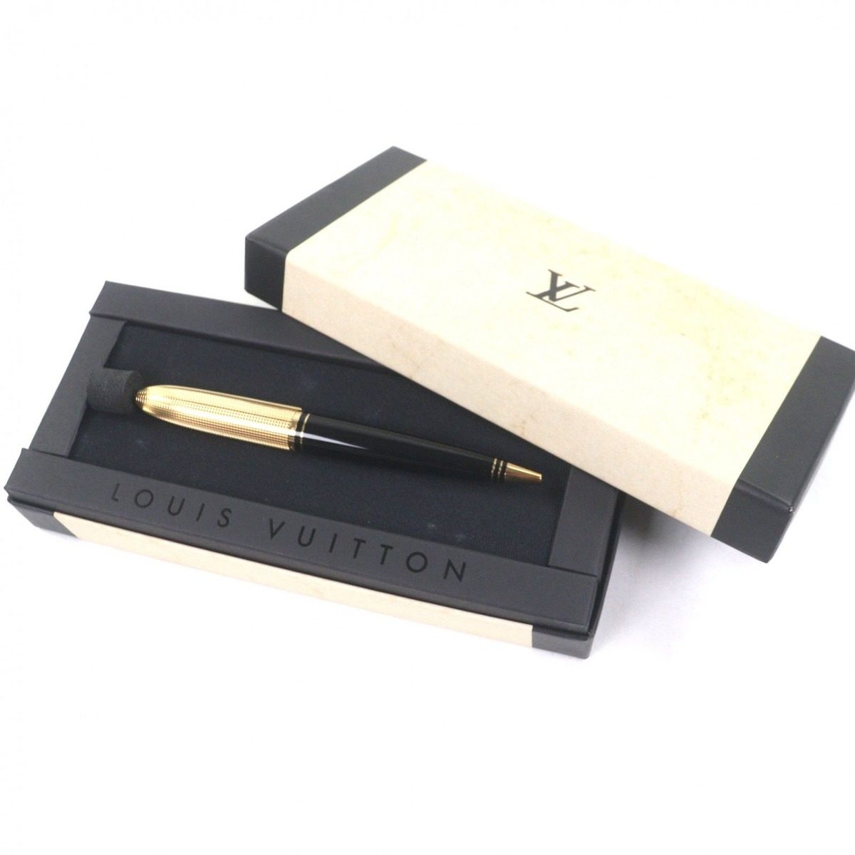 Louis Vuitton Doc Lacquer Twist Ballpoint Pen Black Gold Handwriting Confirmed — view 2