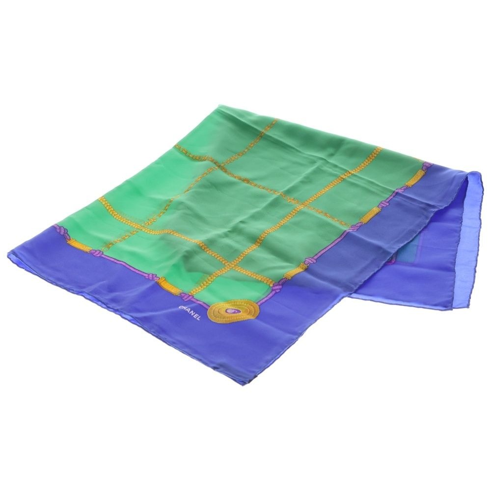 Chanel Chain Motif Scarf Blue Green