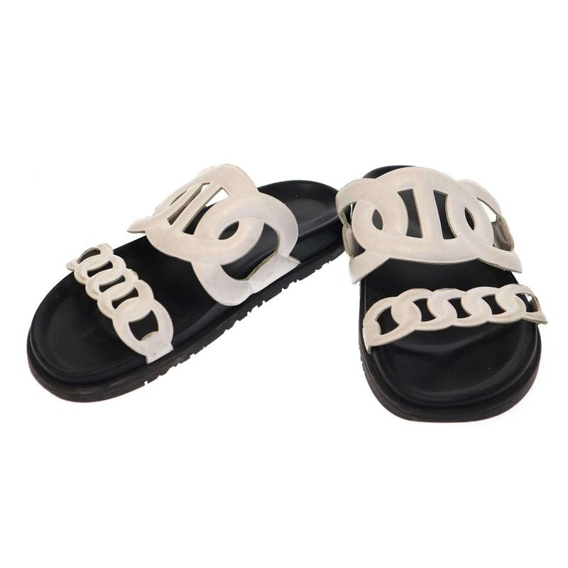 Hermes Extra Sandals Black White 37