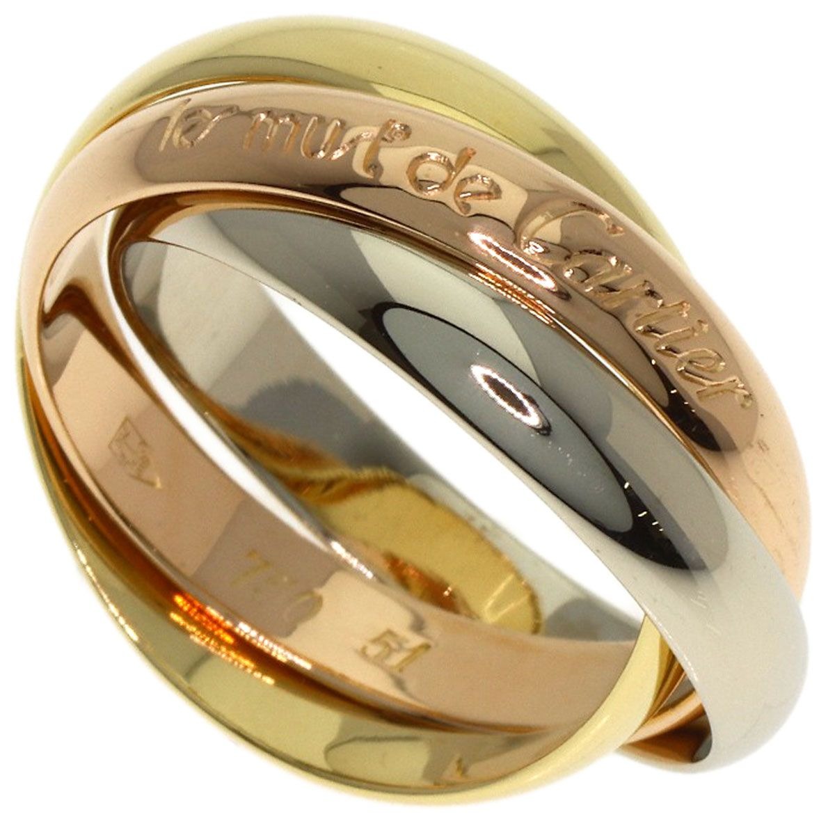 Cartier Trinity 51 Ring 18k Yellow Gold 18k White Pink