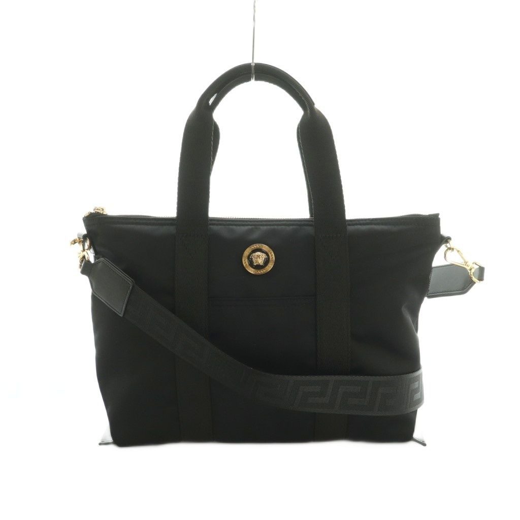 Versace Medusa Nylon 2-Way Shoulder Bag Black