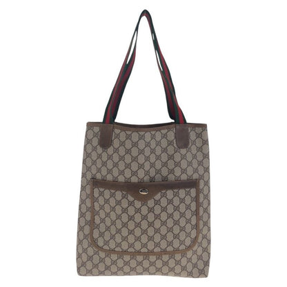 Gucci Vintage Sherry Line Beige Brown Gold Hardware Tote Bag Shoulder Bag