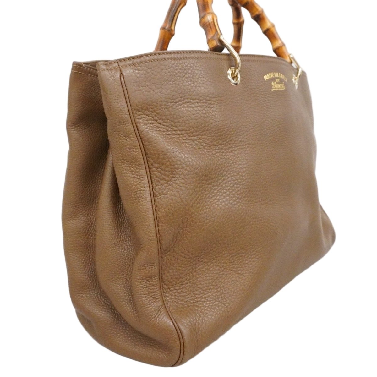 Gucci Handbag Bamboo Leather Brown Champagne Gold — view 2
