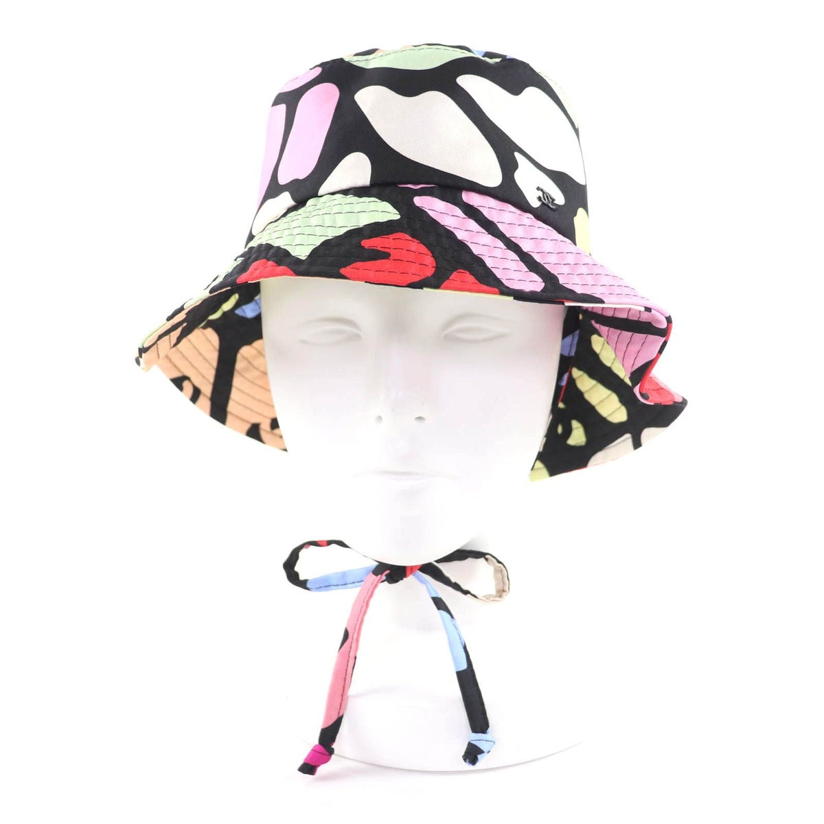 Chanel Silk CC Logo Plate Camellia Allover Pattern Hat Multi