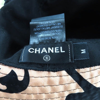 Chanel Silk CC Logo Plate Camellia Allover Pattern Hat Multi — view 6