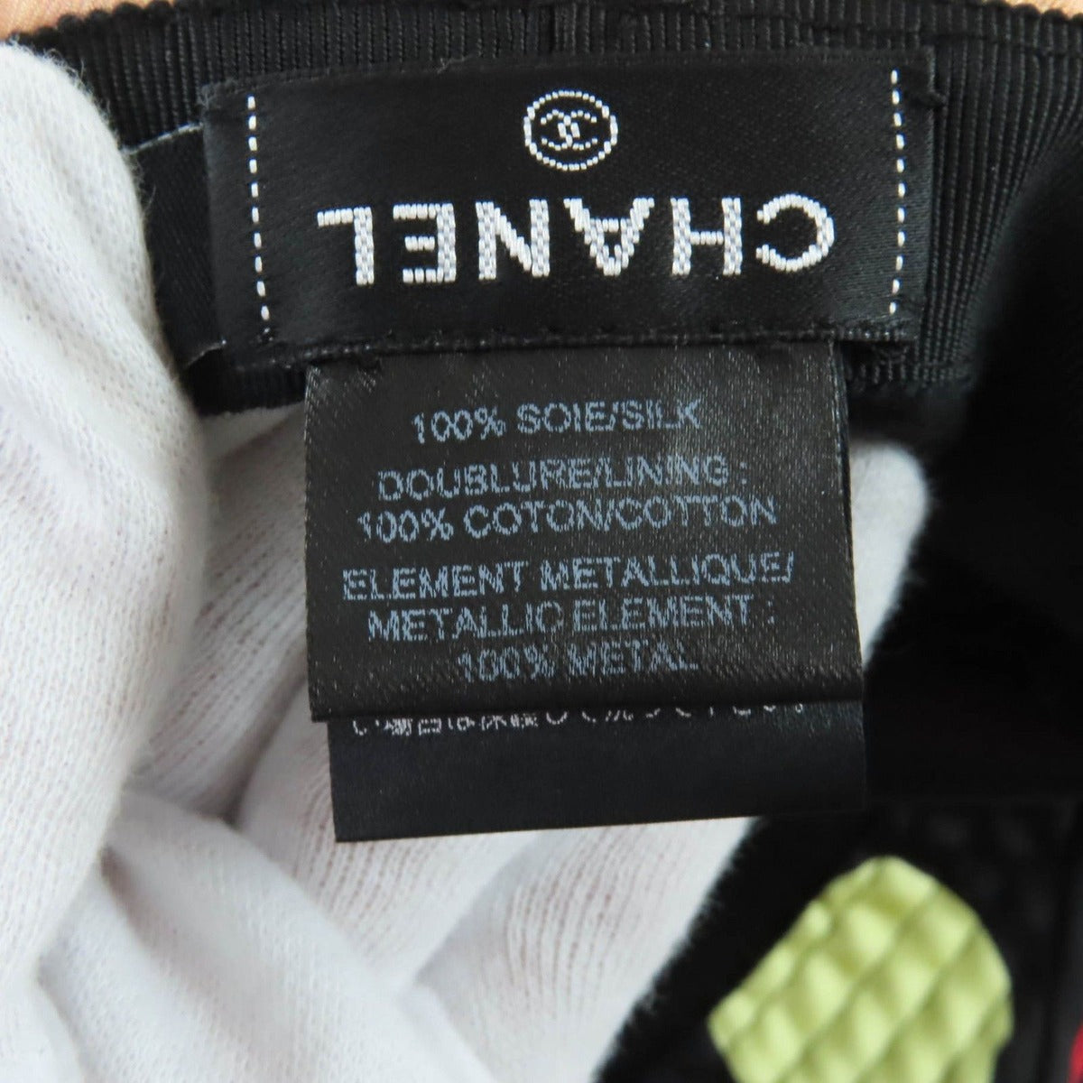 Chanel Silk CC Logo Plate Camellia Allover Pattern Hat Multi — view 7