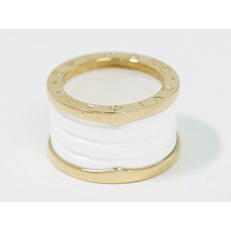 Bvlgari B.zero1 AU 750 PG Ceramic Ring 49 6.5 Pink Gold White — view 3