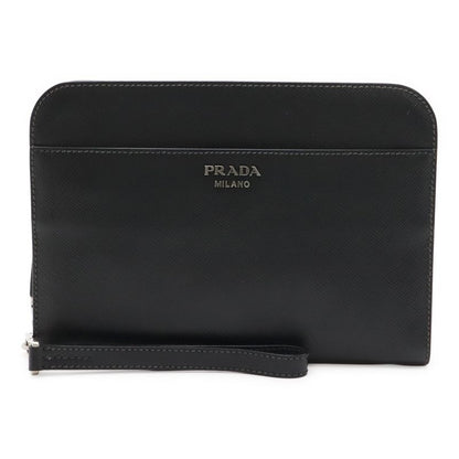 Prada Second Bag Clutch Multi Pouch Leather Nero Black Silver Hardware