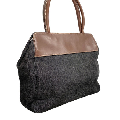 Chanel Tote Denim Brown Black Silver — view 2