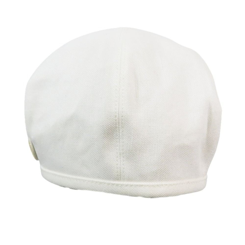 Hermes Beret Cap Hat One Point Sun Motif Hemp Cotton 57 White