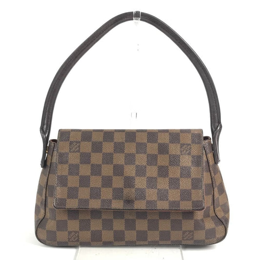 Louis Vuitton Tote Mini Looping Handbag Flap Damier Canvas Ebene Brown