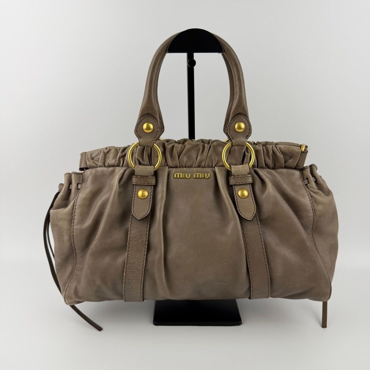 Miu Miu Shoulder Bag Beige Leather Vintage — view 2