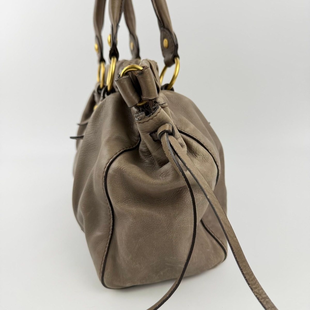 Miu Miu Shoulder Bag Beige Leather Vintage — view 8