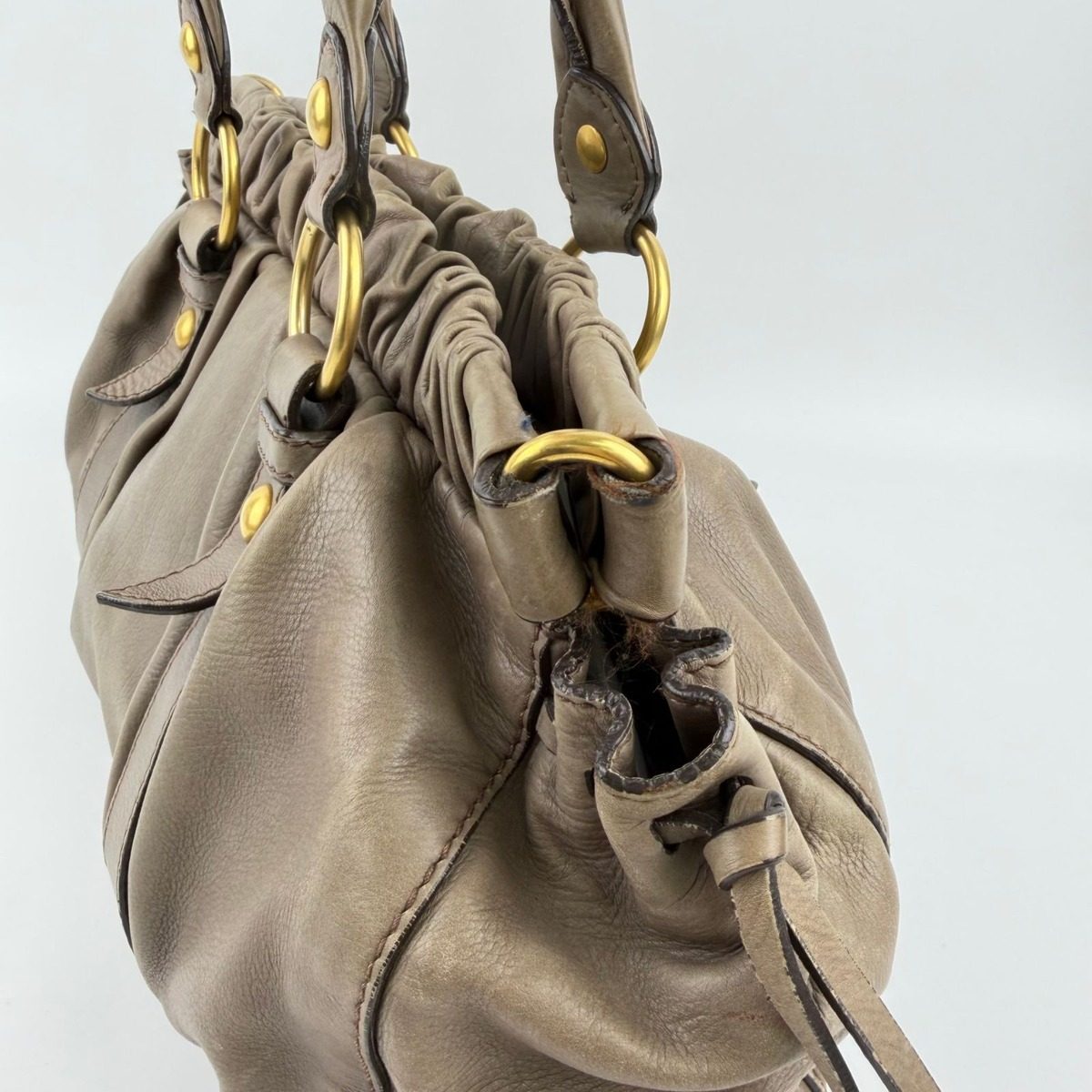 Miu Miu Shoulder Bag Beige Leather Vintage — view 9