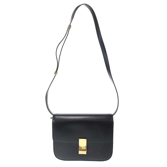 Celine Classic Box Medium Box Leather Shoulder Bag Black