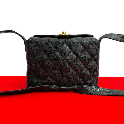 Chanel Chanel Vintage Quilted Caviar Leather Shoulder Bag Black