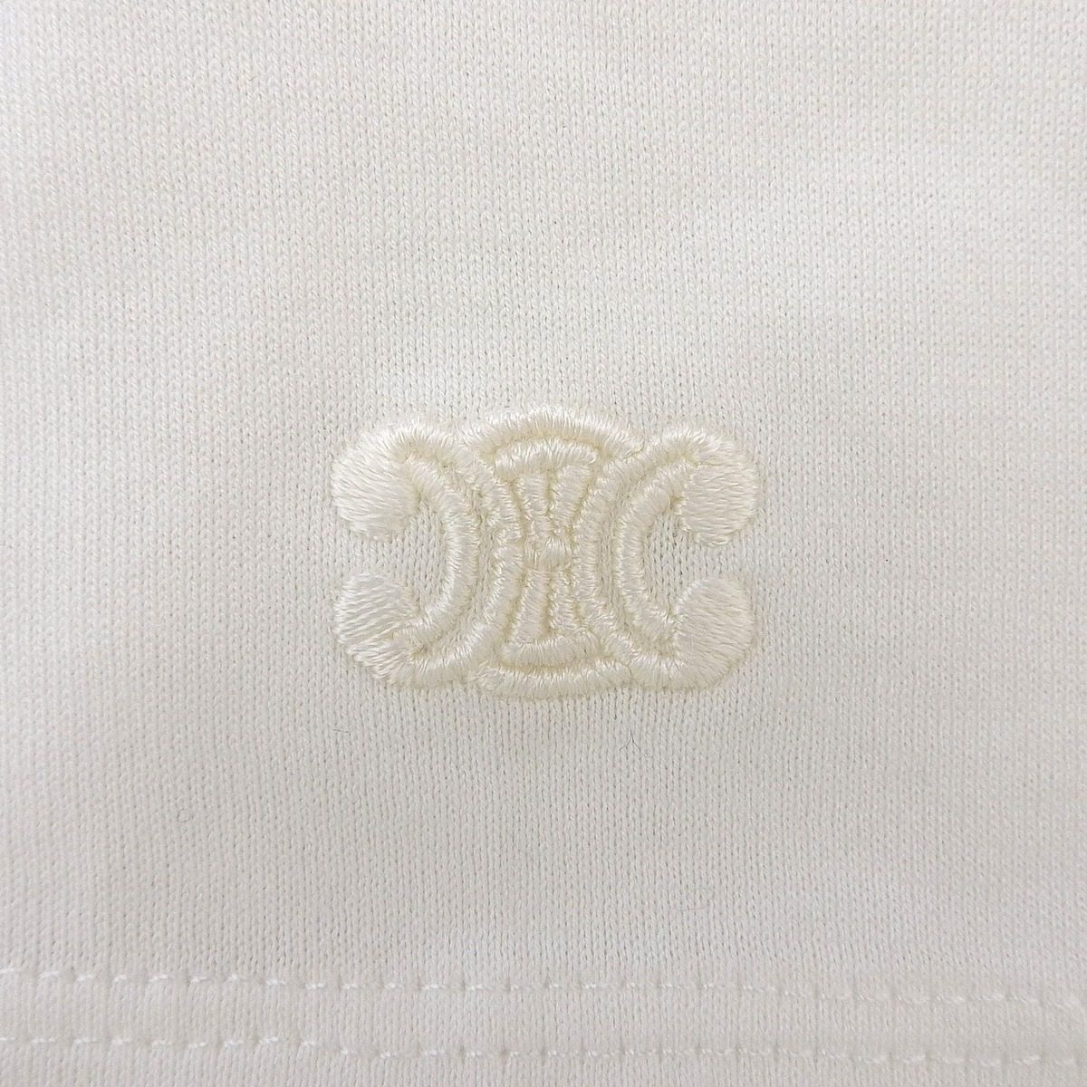 Celine Cotton Triomphe Embroidery Crew Neck Short Sleeve T-Shirt White XS — view 4