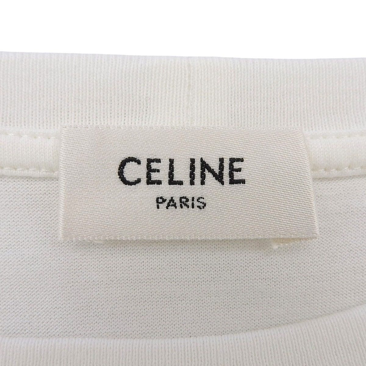Celine Cotton Triomphe Embroidery Crew Neck Short Sleeve T-Shirt White XS — view 5