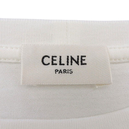 Celine Cotton Triomphe Embroidery Crew Neck Short Sleeve T-Shirt White XS — view 5