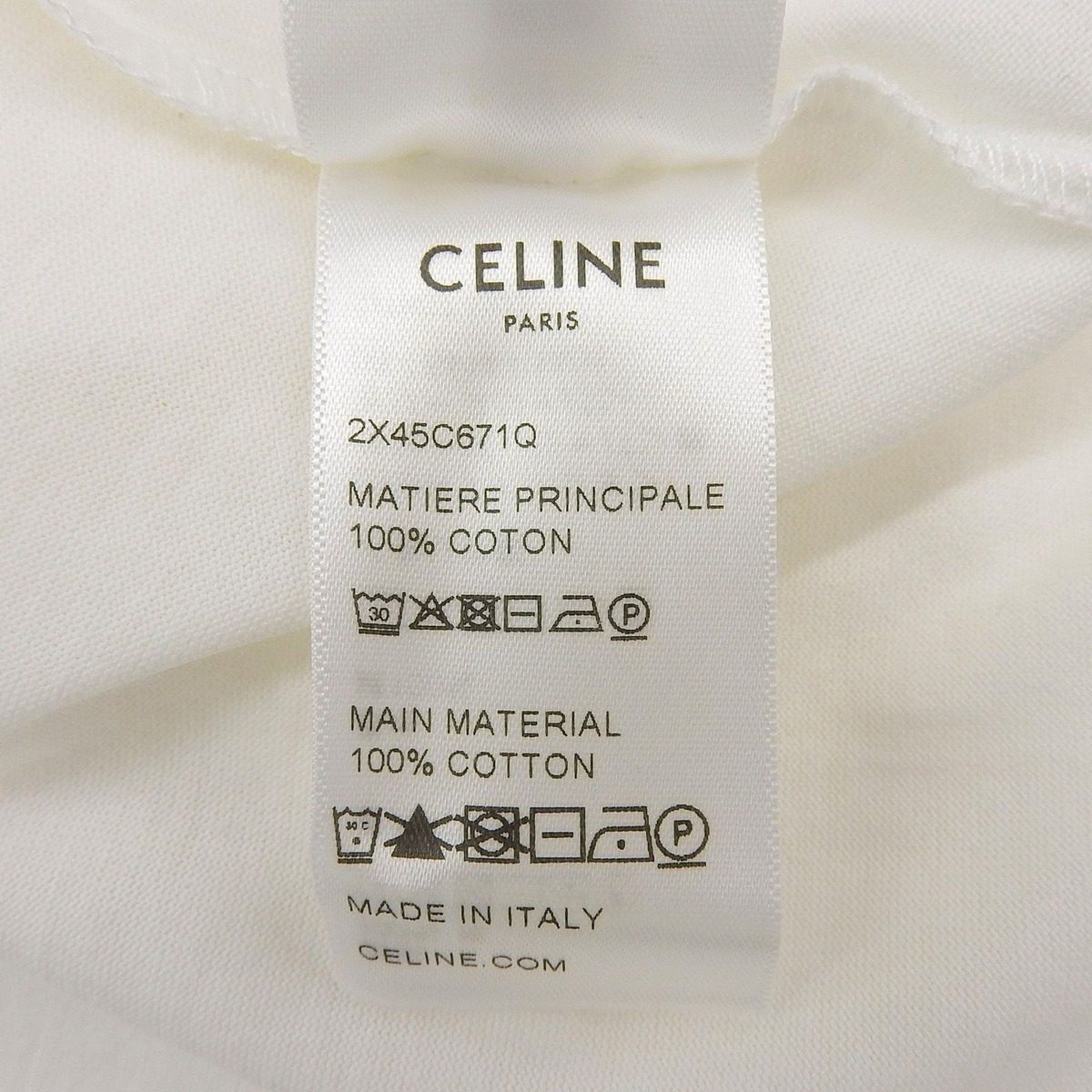 Celine Cotton Triomphe Embroidery Crew Neck Short Sleeve T-Shirt White XS — view 7
