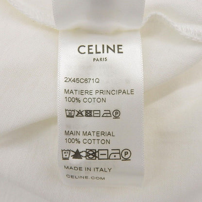 Celine Cotton Triomphe Embroidery Crew Neck Short Sleeve T-Shirt White XS — view 7