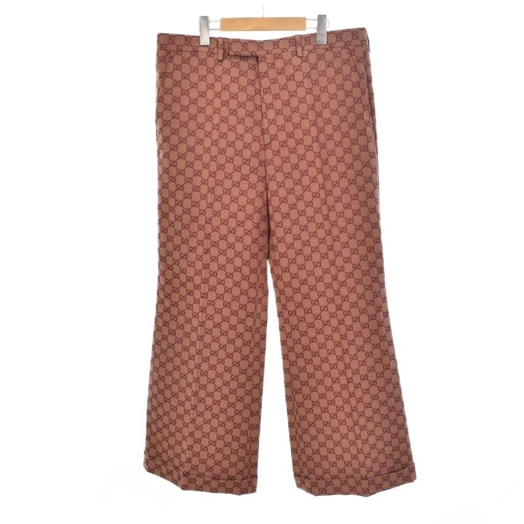 Gucci GG Wide Leg Canvas Pants 52 Red