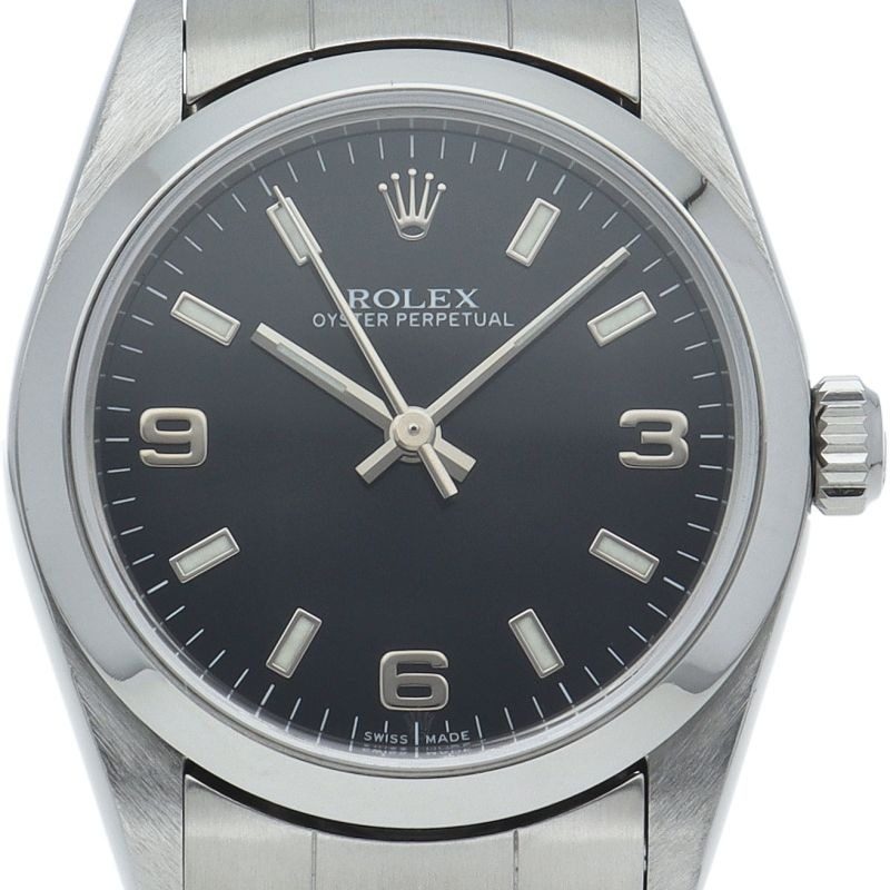 Rolex Oyster Perpetual Boys Watch SS Black Polished