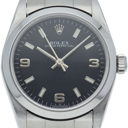 Rolex Oyster Perpetual Boys Watch SS Black Polished