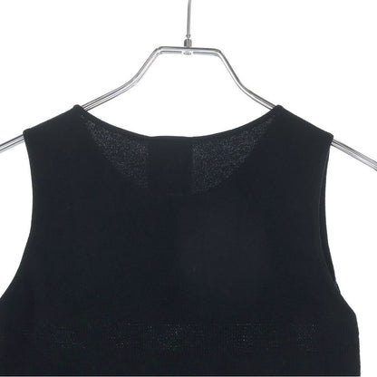 Chanel Spring Collection CC Logo Jacquard Sleeveless Knit Top Black Flat — view 4