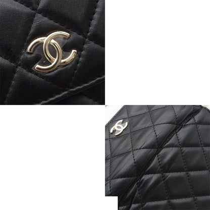 Chanel Pearl Chain Shoulder Bag Wallet Quilted CC Logo Black Lambskin Costume — view 8