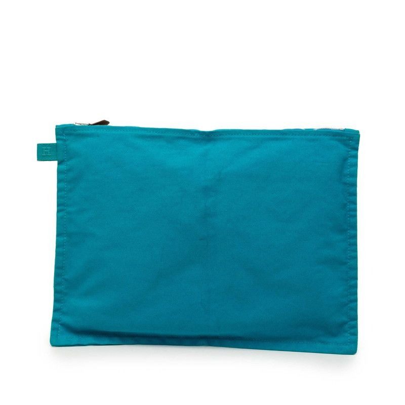 Hermes Bora Pouch GM H Logo Second Blue Canvas