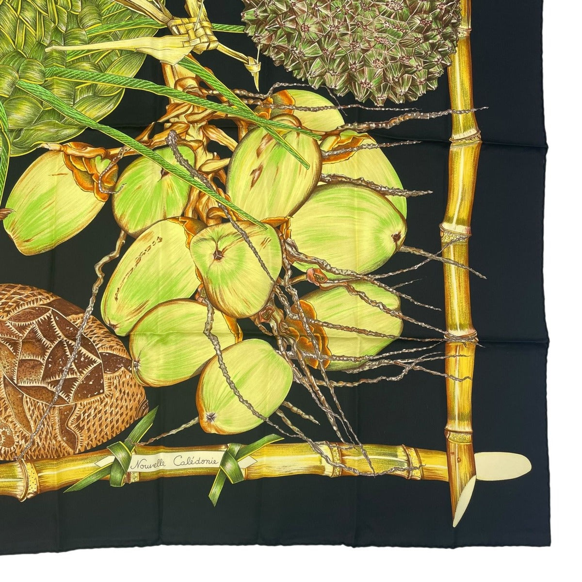 Hermes Scarf Silk Carre 90 Jardin Creole Cles Or's Paradise Black — view 5